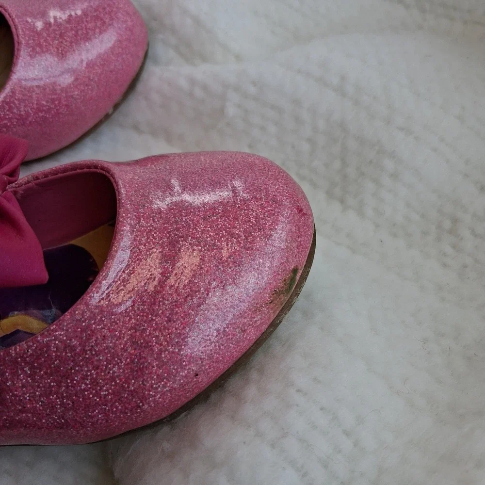 Vtg Y2K Disney Princess Baby Toddler Glitter Shoes 9 Pink Sparkly Boutique